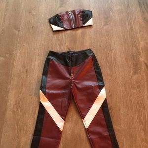 Two Piece Faux Leather Set